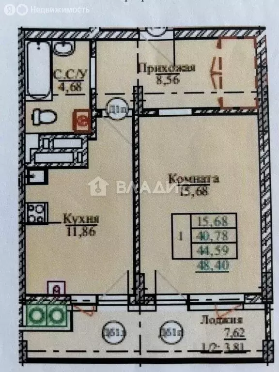 1-комнатная квартира: Иваново, Профсоюзная улица, лит1 (49 м) - Фото 0