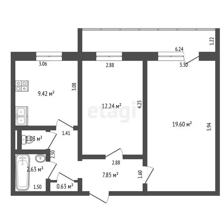 2-комнатная квартира: Ульяновск, улица Шолмова, 14 (53.4 м) - Фото 1