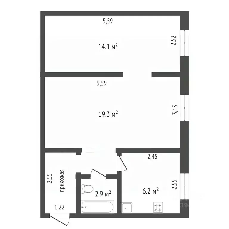 2-к кв. Бурятия, Улан-Удэ ул. Борсоева, 7 (46.2 м) - Фото 1