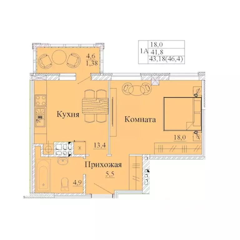 1-к кв. Ивановская область, Иваново ул. 2-я Первомайская, 46 (46.4 м) - Фото 0
