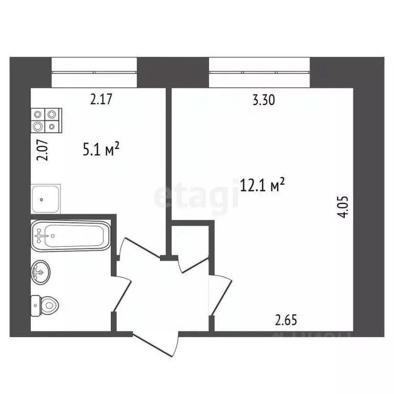 1-к кв. Омская область, Омск просп. Королева, 4Б (22.0 м) - Фото 1