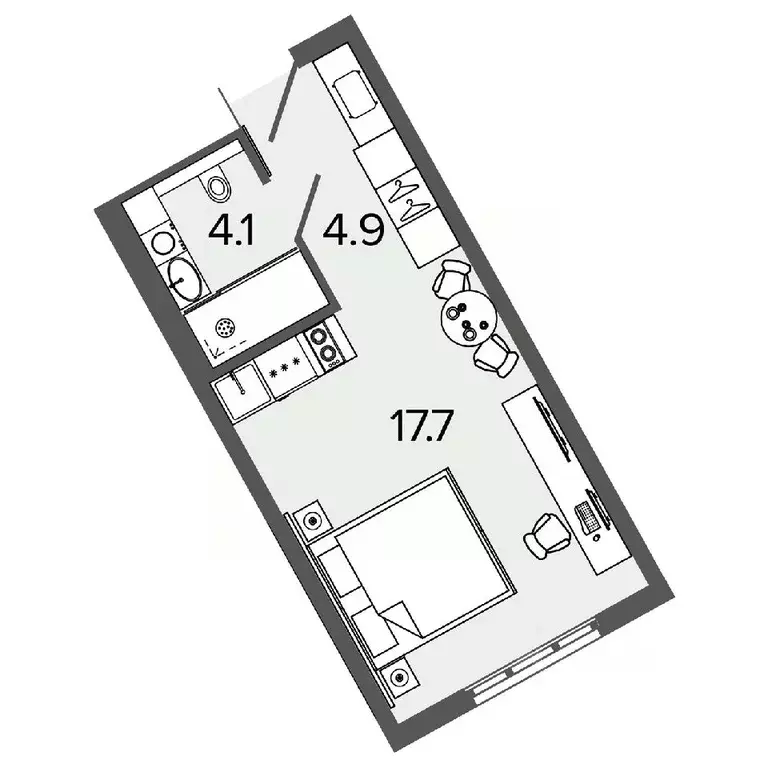 Студия Санкт-Петербург Московский просп., 103к6Й (26.7 м) - Фото 0