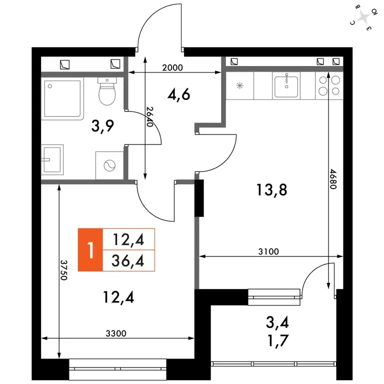 1-комнатная квартира: Зеленодольский район, Октябрьское сельское ... - Фото 2