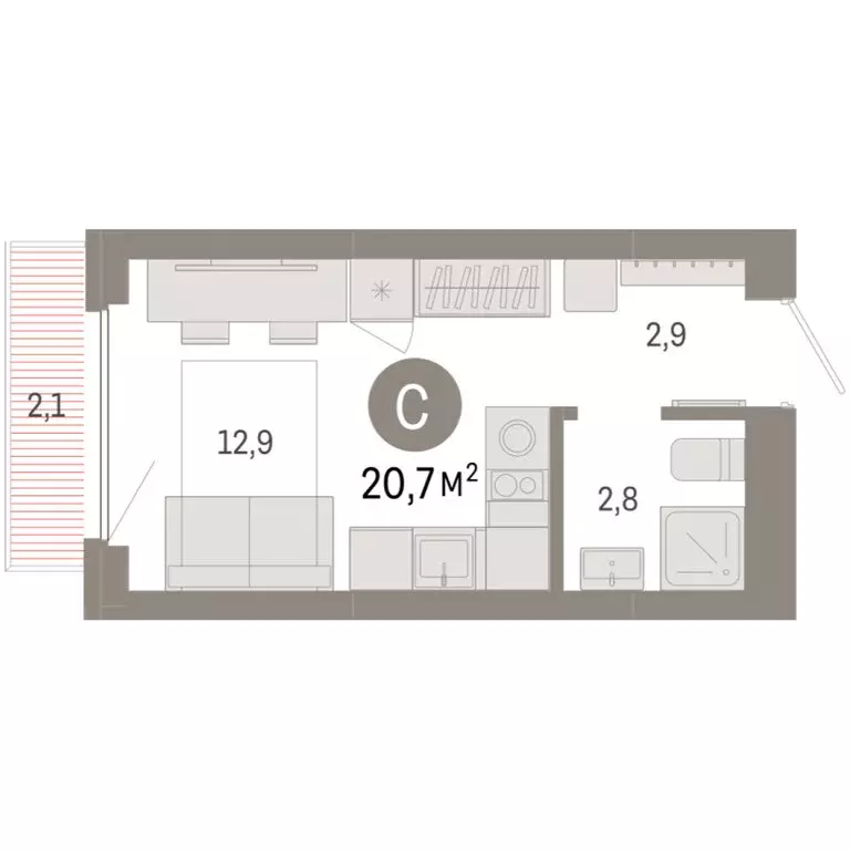 Квартира-студия: Новосибирск, квартал Лебедевский, 1/3 (20.7 м) - Фото 2