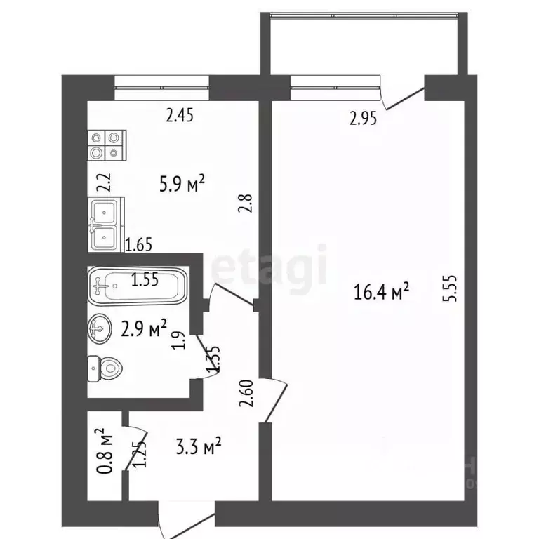 1-к кв. Мордовия, Рузаевка ул. Ленина, 24 (29.3 м) - Фото 1