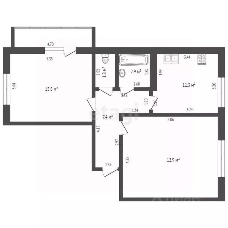 2-к кв. Тамбовская область, Тамбов Красная ул., 13 (61.1 м) - Фото 2