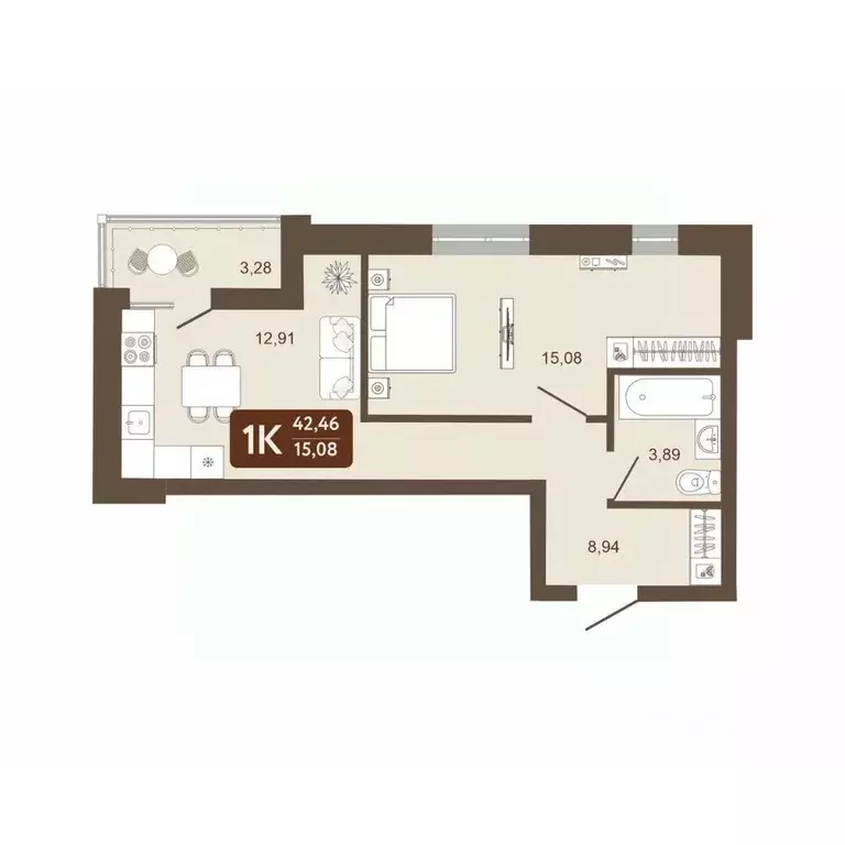 1-к кв. Кемеровская область, Кемерово 58В мкр, 1 (42.46 м) - Фото 0