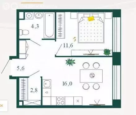 1-комнатная квартира: Москва, набережная Марка Шагала, 11к2 (40.8 м) - Фото 0