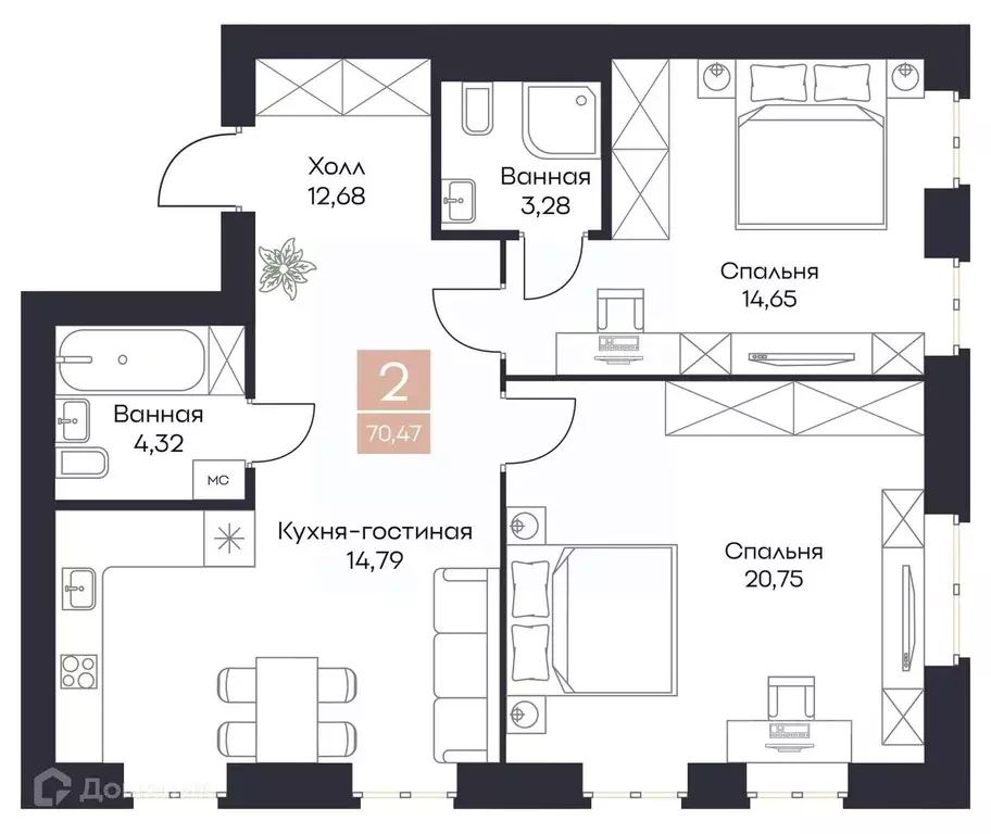 2-к кв. Рязанская область, Рязанский район, Полянское с/пос, с. Поляны ... - Фото 0