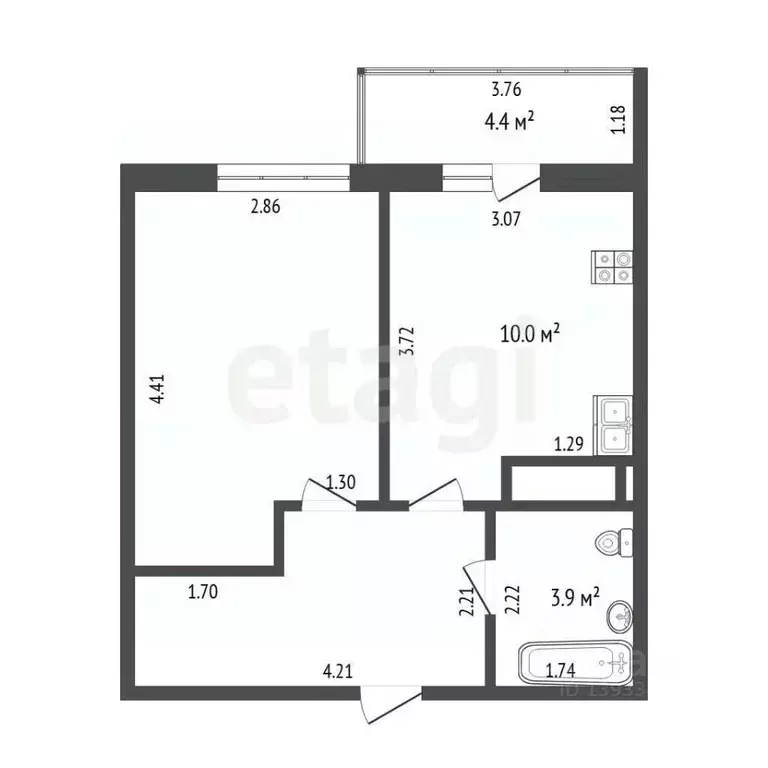 1-к кв. Тюменская область, Тюмень ул. Раушана Абдуллина, 2к1 (34.2 м) - Фото 2