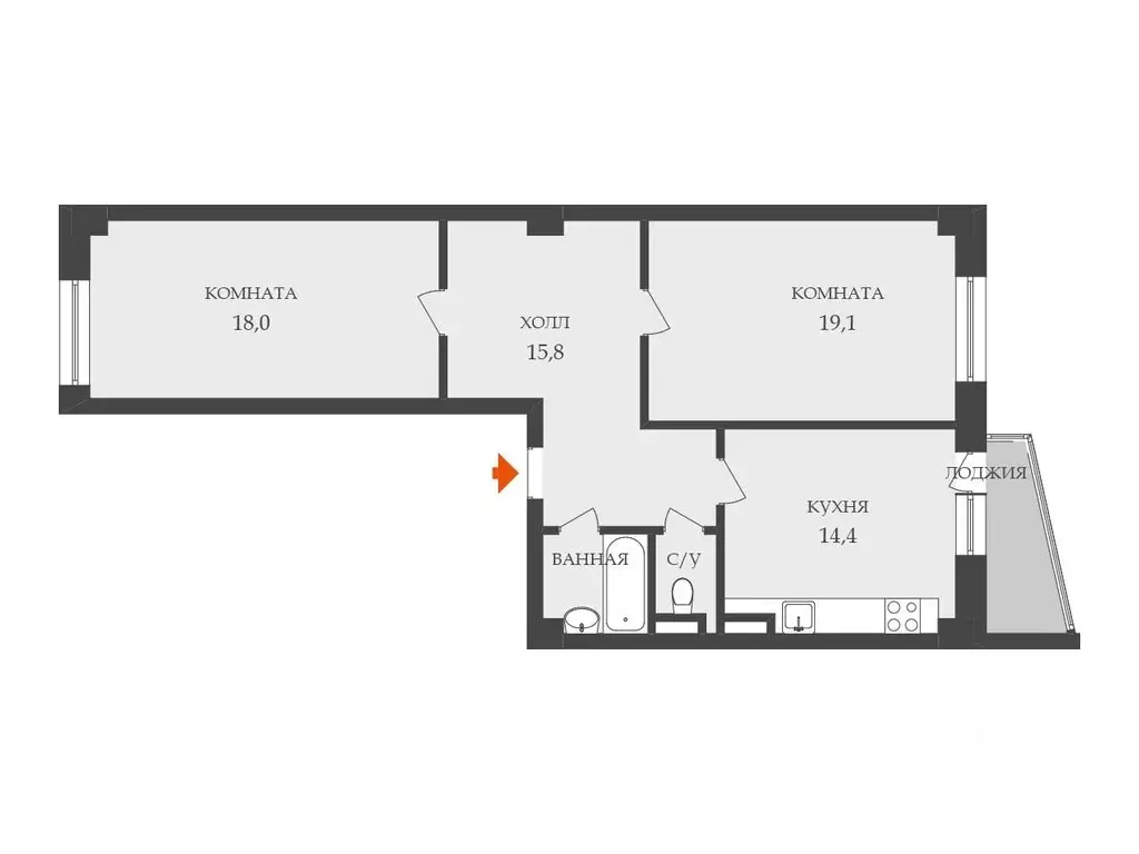 2-к кв. Ленинградская область, Всеволожск Колтушское ш., 44к1 (72.2 м) - Фото 2