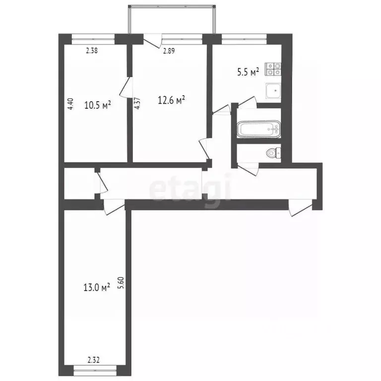 3-к кв. Ярославская область, Ярославль ул. Урицкого, 45а (58.0 м) - Фото 1