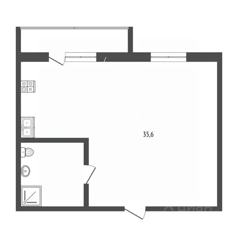 Студия Севастополь ул. Парковая, 7 (35.6 м) - Фото 2