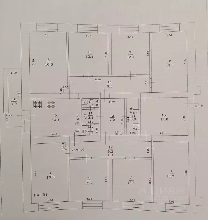 Комната Татарстан, Зеленодольск ул. Ленина, 1А (16.9 м) - Фото 1