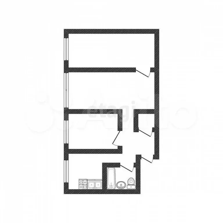 3-к. квартира, 55,4 м, 1/5 эт. - Фото 0