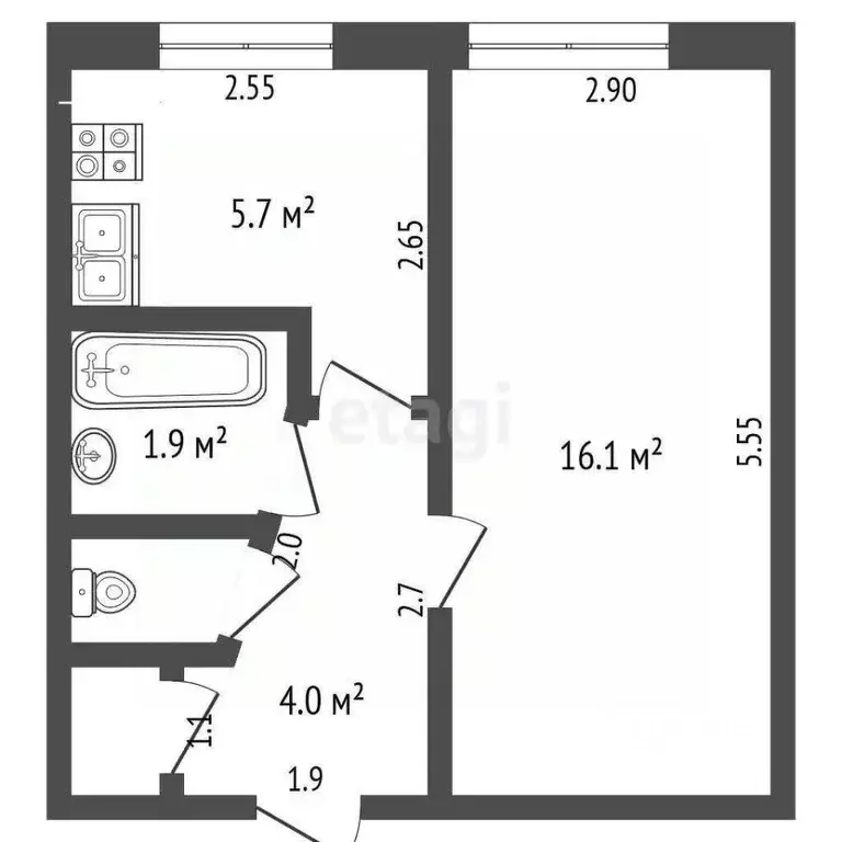 1-к кв. Мордовия, Саранск ул. Попова, 45 (29.2 м) - Фото 2