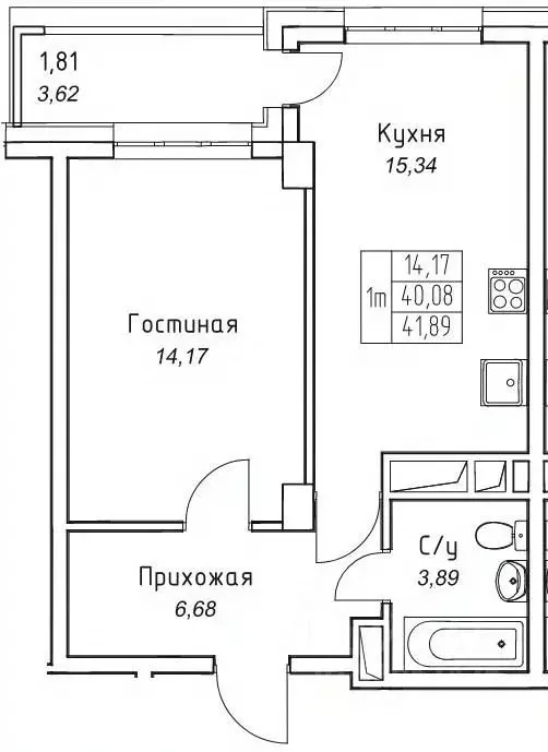 1-к кв. Саха (Якутия), Якутск 11-й кв-л,  (41.89 м) - Фото 0