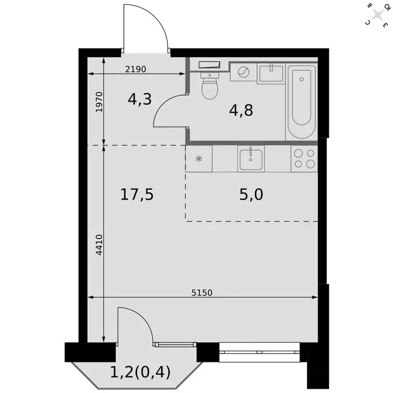 Квартира-студия: Казань, Даурская улица, 2А (31.9 м) - Фото 1