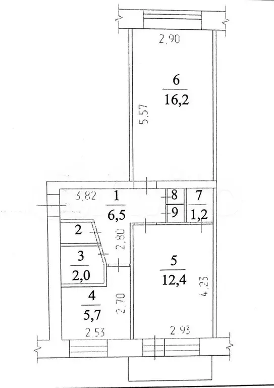 2-к. квартира, 45,6 м, 3/5 эт. - Фото 0