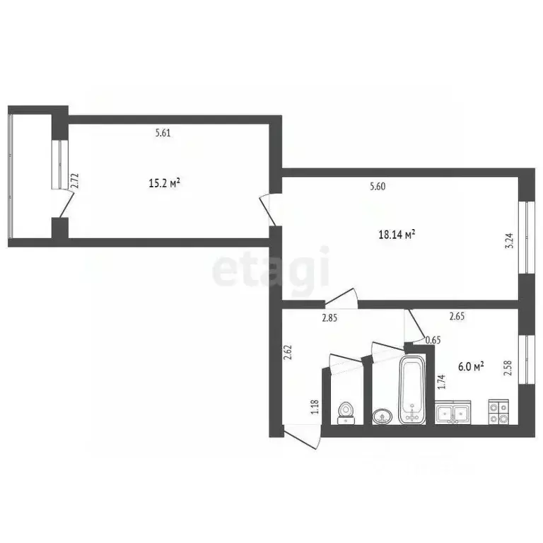 2-к кв. Марий Эл, Йошкар-Ола просп. Гагарина, 15А (47.4 м) - Фото 1