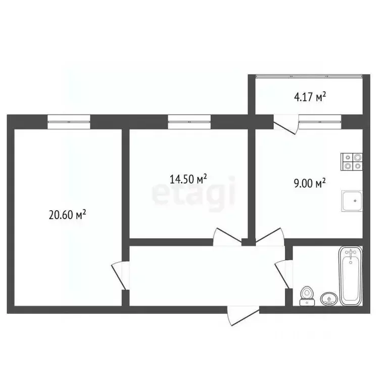 2-к кв. Самарская область, Самара пос. Мехзавод, 1-й кв-л, 53 (55.8 м) - Фото 2