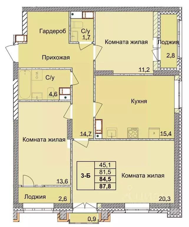 3-к кв. Нижегородская область, Нижний Новгород 1-я Оранжерейная ул. ... - Фото 0