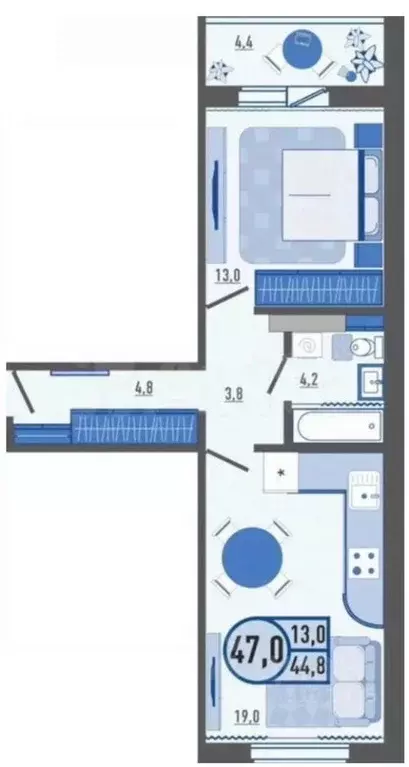 1-к кв. Орловская область, Орел ул. Зареченская, 6к1 (44.9 м) - Фото 1