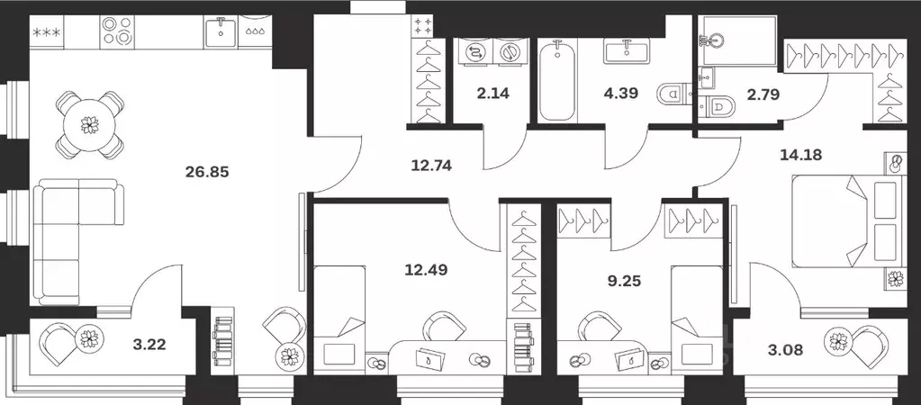 3-к кв. Тульская область, Тула городской округ, с. Осиновая Гора, ... - Фото 1
