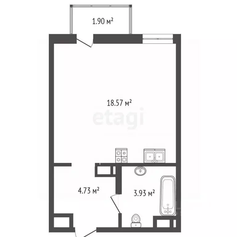 Студия Ростовская область, Ростов-на-Дону ул. Нансена, 109/6 (29.5 м) - Фото 2