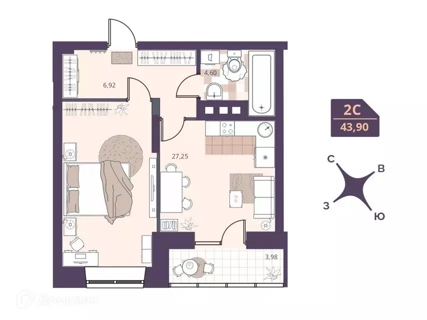 Продаётся 1-к квартира, 43.9 м - Фото 0