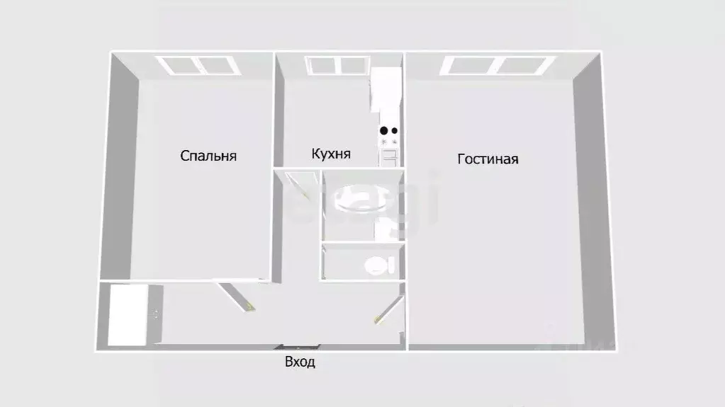 2-к кв. Сахалинская область, Южно-Сахалинск Комсомольская ул., 192 ... - Фото 2