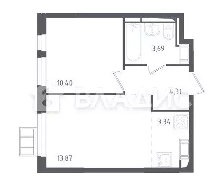 2-комнатная квартира: деревня Коробово, улица Авиаторов, 4 (35.5 м) - Фото 0