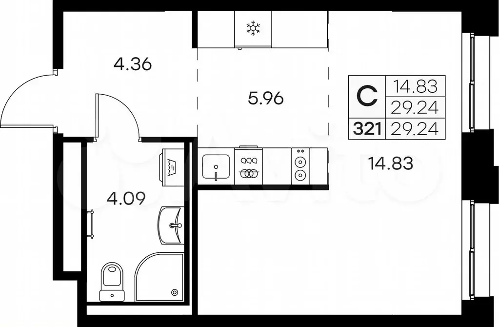 Квартира-студия, 29,2 м, 8/16 эт. - Фото 0