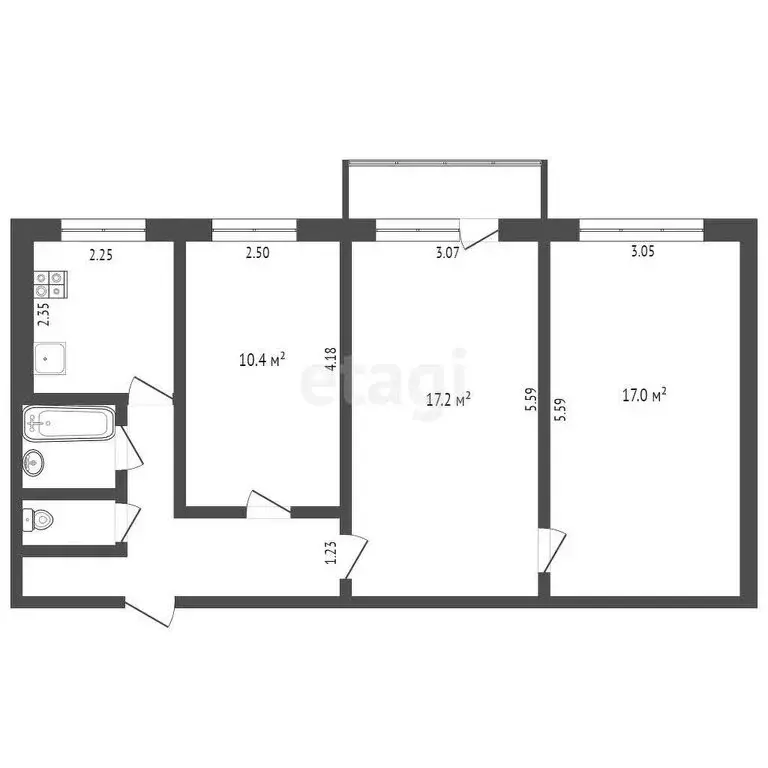 3-комнатная квартира: Абакан, улица Лермонтова, 10 (60.3 м) - Фото 0