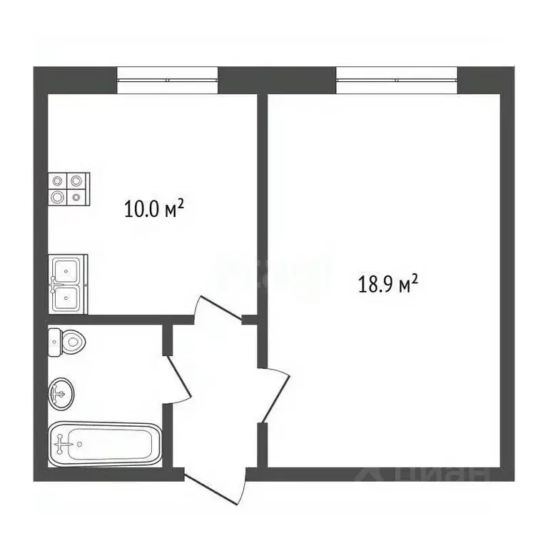 1-к кв. Самарская область, Самара просп. Кирова, 144 (36.3 м) - Фото 2