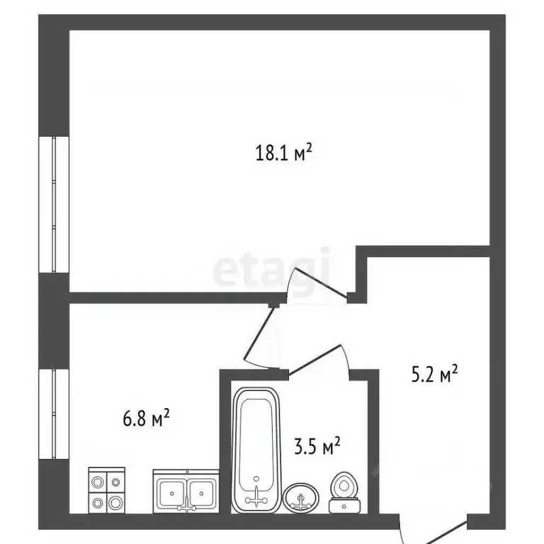 1-к кв. Архангельская область, Архангельск просп. Дзержинского, 13 ... - Фото 2