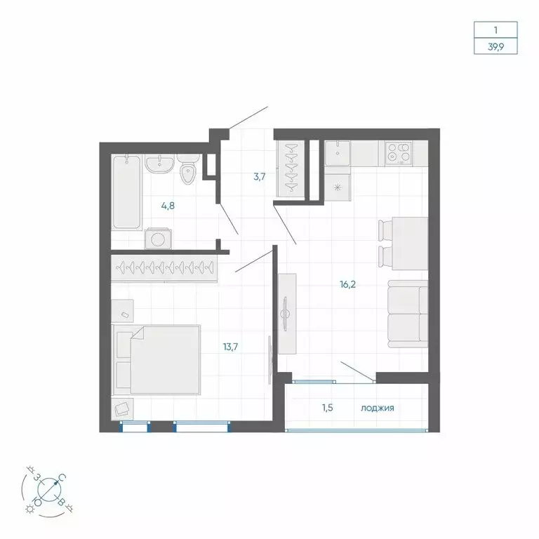 1-комнатная квартира: Екатеринбург, улица Вильгельма де Геннина, 59 ... - Фото 2