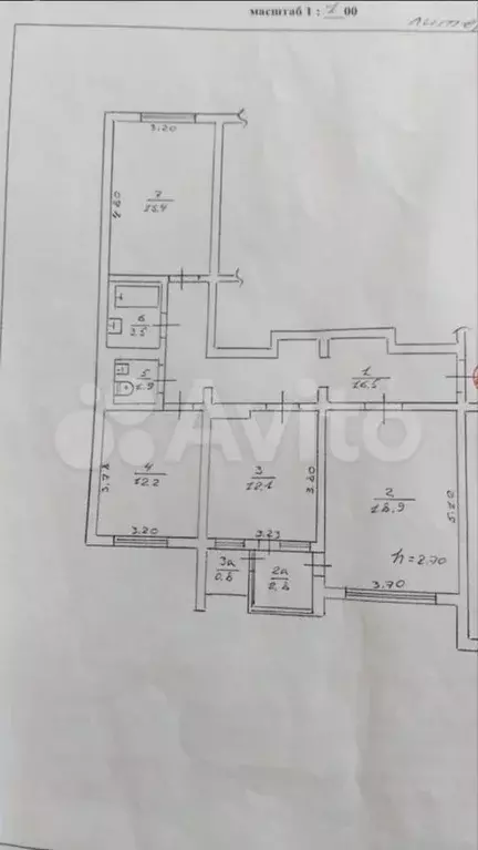 3-к. квартира, 80,1 м, 6/9 эт. - Фото 0