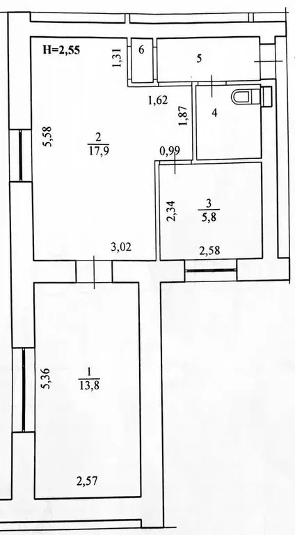 2-к. квартира, 44,3 м, 3/5 эт. - Фото 0