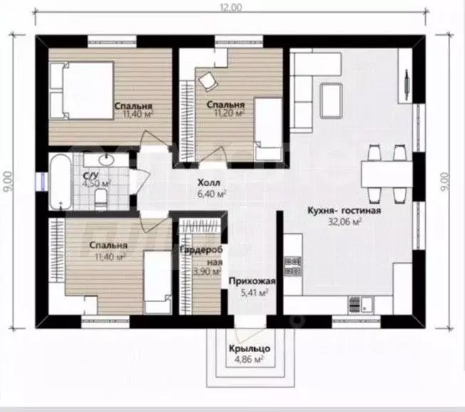 Дом в Крым, Белогорский район, Зуя пгт ул. Яркая, 1А (108 м) - Фото 2