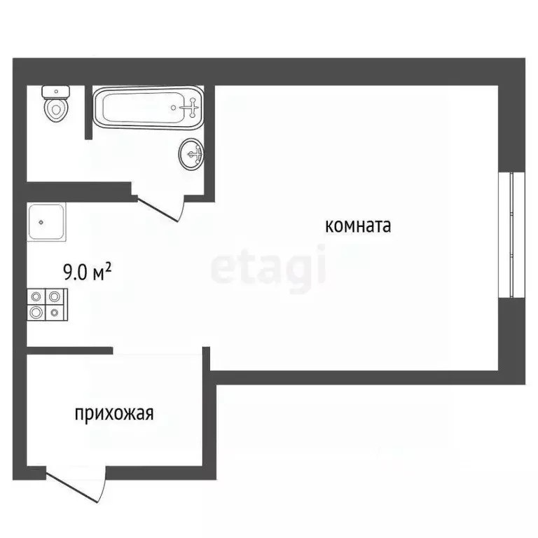 Студия Кемеровская область, Кемерово ул. Ворошилова, 36А (35.1 м) - Фото 1