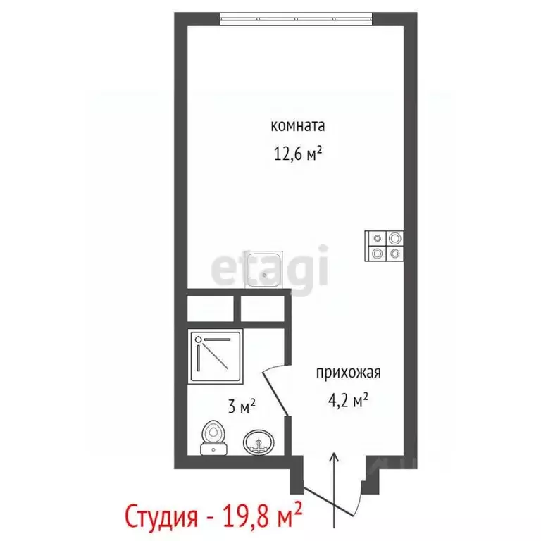 Студия Свердловская область, Екатеринбург ул. Пехотинцев, 2Г (19.8 м) - Фото 1