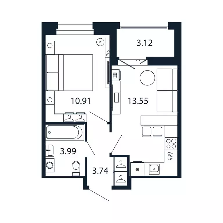 1-комнатная квартира: Новоселье, Центральная улица, 30к1 (31.9 м) - Фото 1