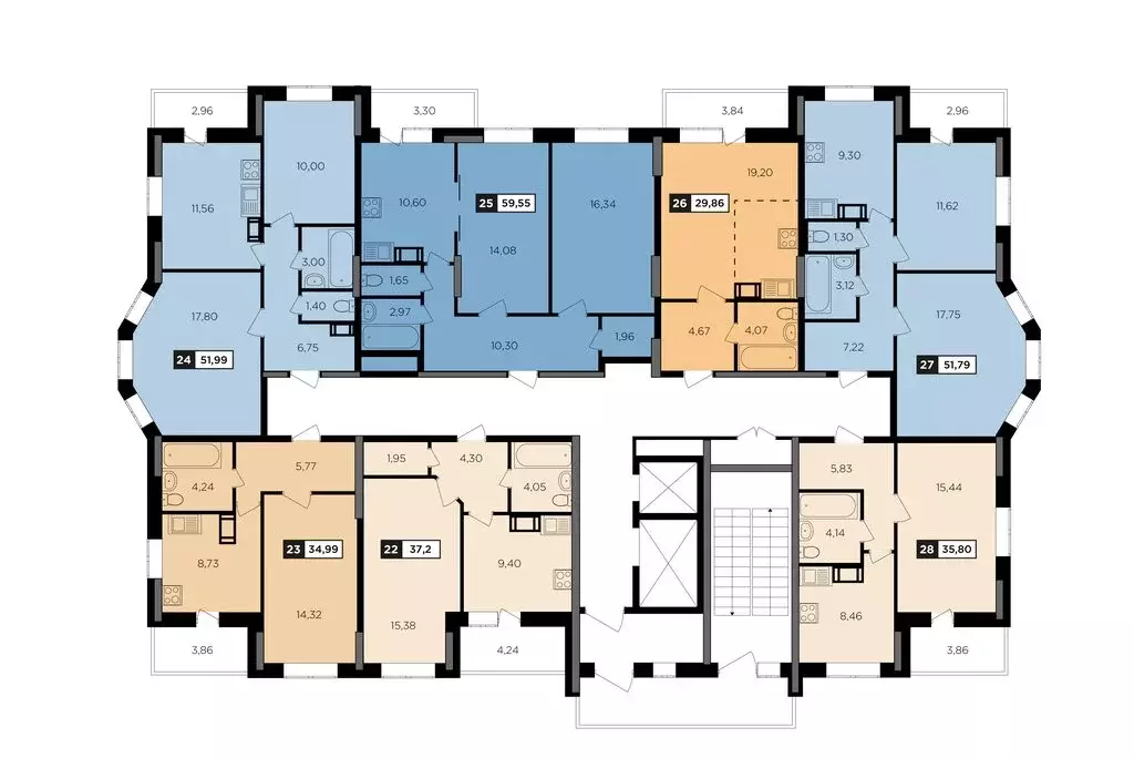 2-комнатная квартира: Обнинск, 11-й микрорайон (59.55 м) - Фото 1