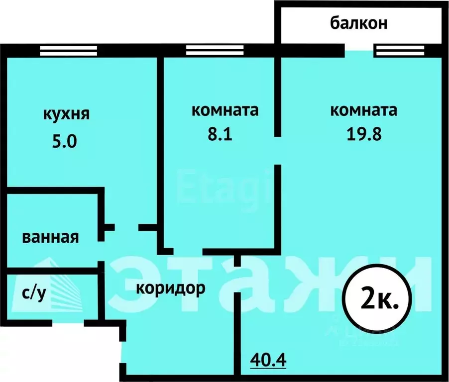 2-к кв. Костромская область, Кострома ул. Нижняя Дебря, 22 (54.0 м) - Фото 1