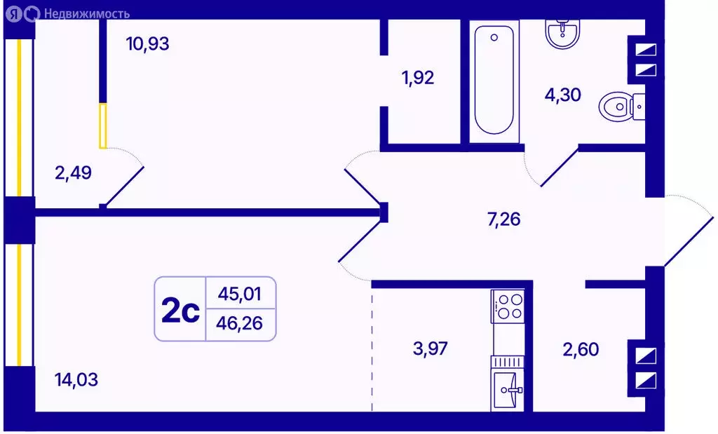 2-комнатная квартира: Новосибирск, Кировский район, Северо-Чемской ... - Фото 1