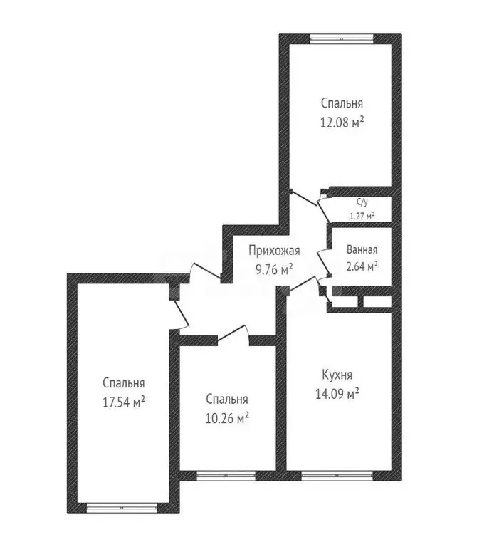 3-комнатная квартира: посёлок городского типа Яблоновский, Шоссейная ... - Фото 1