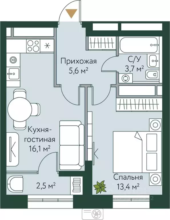 1-к кв. Волгоградская область, Волгоград Новосибирская ул., 74 (41.3 ... - Фото 0