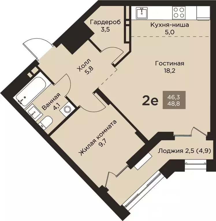 2-к кв. Пермский край, Пермь ул. Капитана Гастелло, 21 (48.8 м) - Фото 1