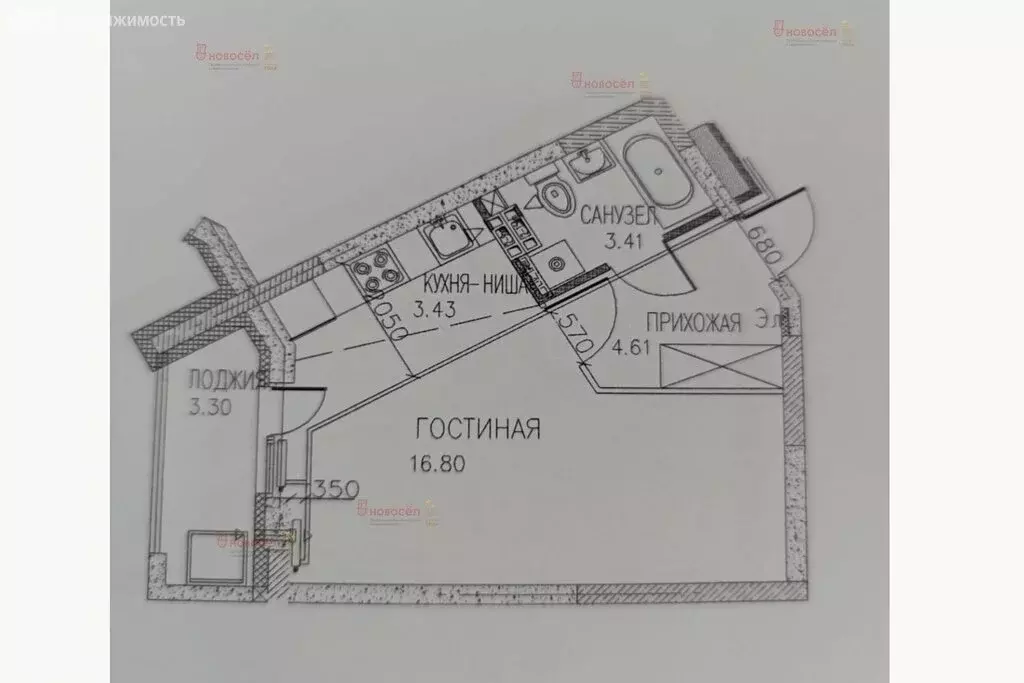Квартира-студия: Екатеринбург, улица Олега Кошевого, 1 (30 м) - Фото 0
